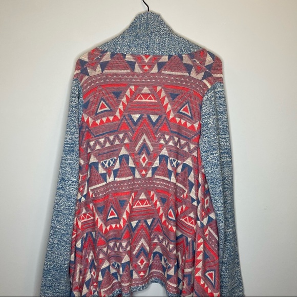 LUCKY BRAND Boho Aztec Cardigan Poncho Medium - Picture 7 of 8